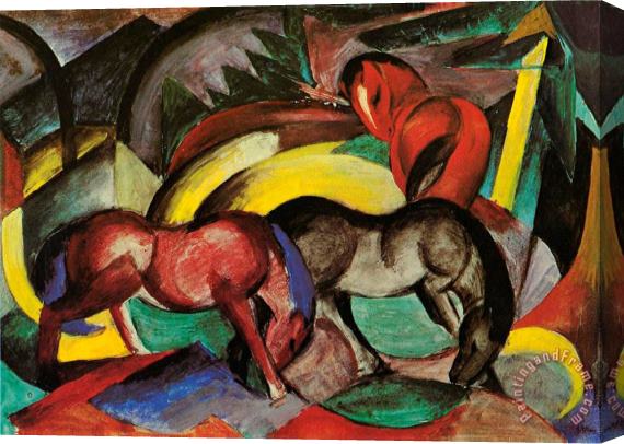 Three Horses Franz Marc Stretched Canvas Painting / Canvas Art