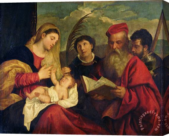 Titian Madonna And Child with Ss. Stephen, Jerome And Maurice Stretched Canvas Print / Canvas Art