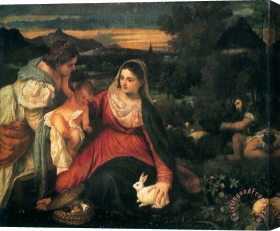 Titian Madonna And Child with St. Catherine And a Rabbit Stretched Canvas Print / Canvas Art