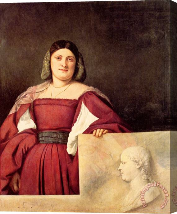 Titian Portrait of a Woman Called La Schiavona Stretched Canvas Painting / Canvas Art