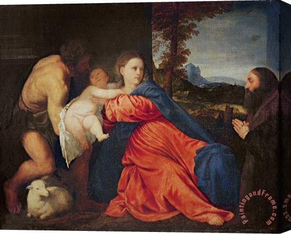 Titian Virgin and Infant with Saint John the Baptist and Donor Stretched Canvas Painting / Canvas Art