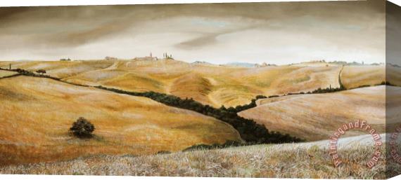 Trevor Neal Farm on Hill - Tuscany Stretched Canvas Painting / Canvas Art