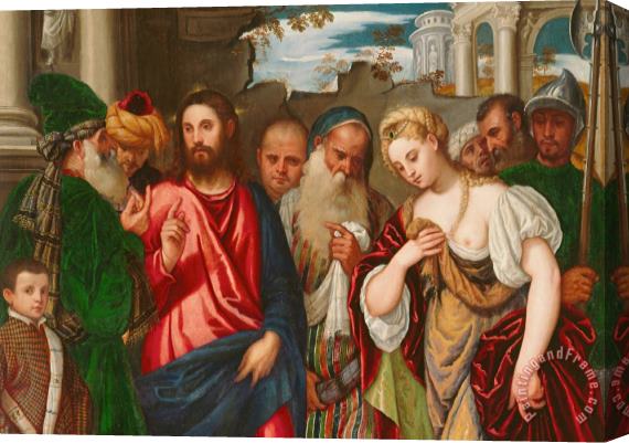 Veronese Christ And The Woman Taken In Adultery Stretched Canvas Painting / Canvas Art
