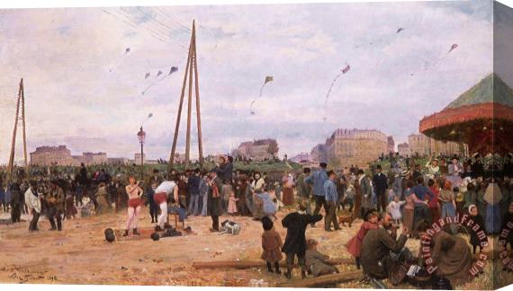 Victor Gabriel Gilbert The Fairgrounds at Porte De Clignancourt, Paris Stretched Canvas Painting / Canvas Art
