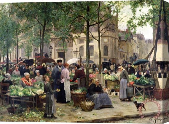 Victor Gabriel Gilbert The Square in front of Les Halles Stretched Canvas Painting / Canvas Art