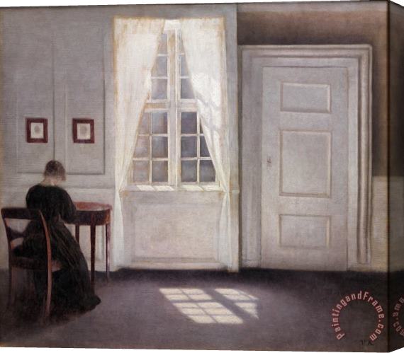 Vilhelm Hammershoi A Room in The Artist's Home in Strandgade, Copenhagen, with The Artist's Wife Stretched Canvas Print / Canvas Art