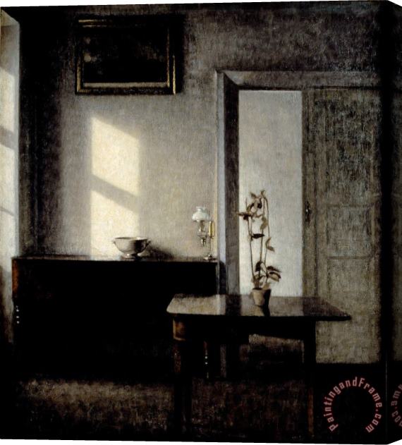 Vilhelm Hammershoi Interior with Potted Plant on Card Table, Bredgade 25 Stretched Canvas Painting / Canvas Art