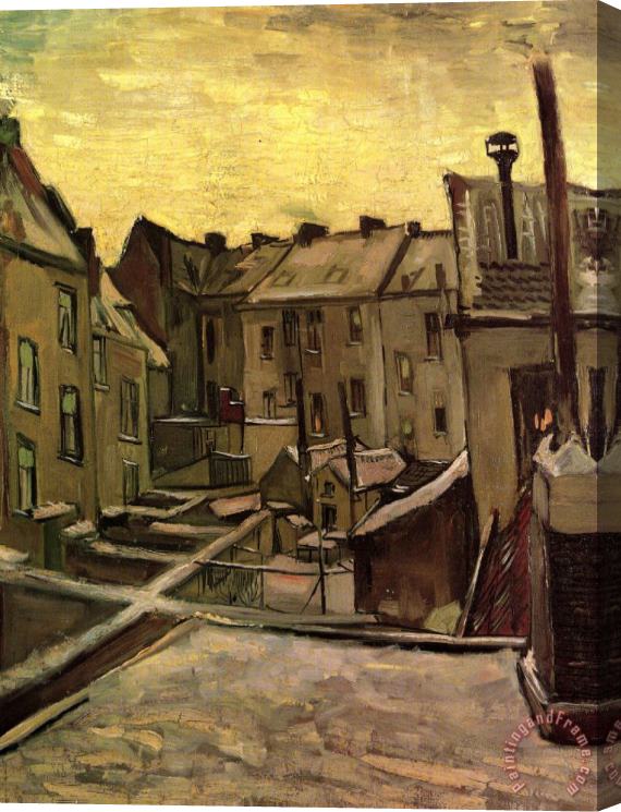 Vincent van Gogh Backyards of Old Houses in Antwerp in The Snow Stretched Canvas Painting / Canvas Art
