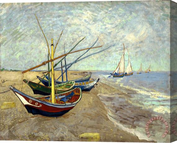 Vincent van Gogh Fishing Boats on The Beach at Les Saintes Maries De La Mer Stretched Canvas Painting / Canvas Art