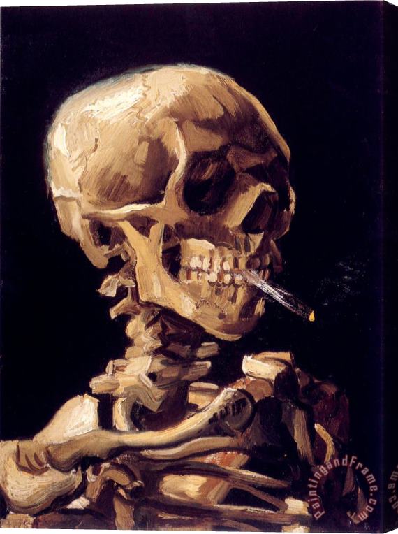 Vincent van Gogh Skull with a Burning Cigarette Ii Stretched Canvas Painting / Canvas Art