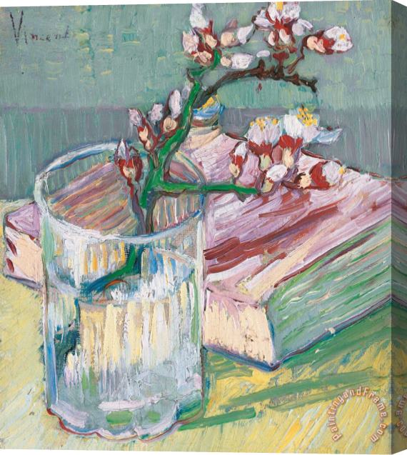 Vincent van Gogh Still Life A Flowering Almond Branch Stretched Canvas Print / Canvas Art