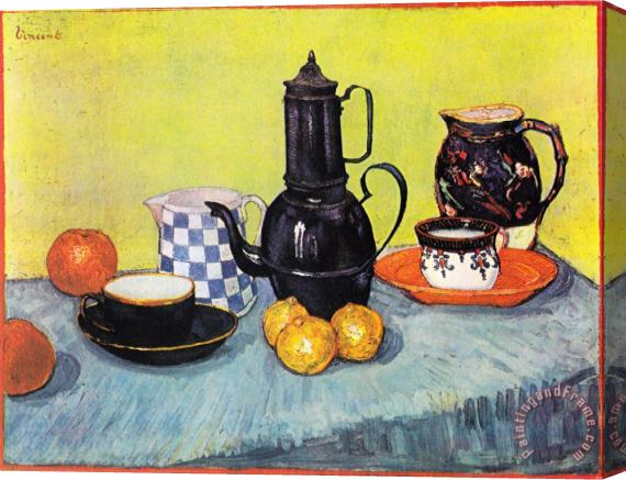Vincent van Gogh Still Life with Coffee Pot, Dishes And Fruit Stretched Canvas Painting / Canvas Art