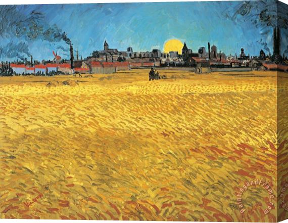 Vincent van Gogh Summer Evening Wheat Field At Sunset Stretched Canvas Painting / Canvas Art