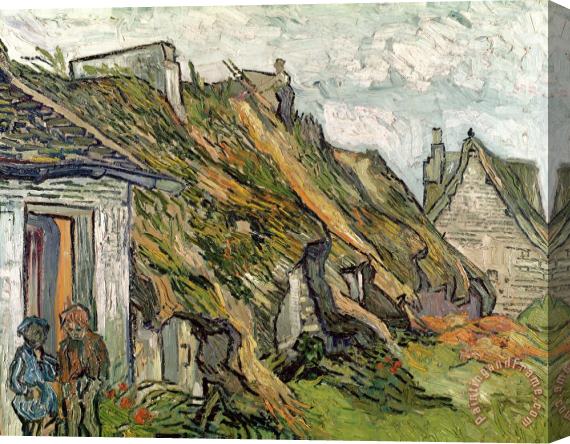 Vincent van Gogh Thatched Cottages In Chaponval Stretched Canvas Painting / Canvas Art