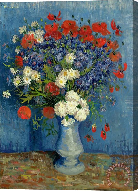Vincent van Gogh Vase with Cornflowers and Poppies Stretched Canvas Print / Canvas Art