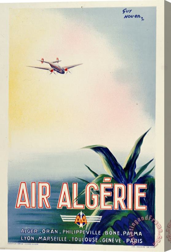 Vintage Images Air Algerie Stretched Canvas Painting / Canvas Art