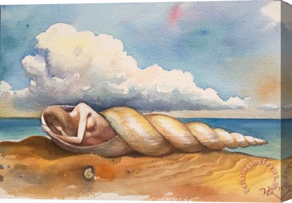 Vladimir Kush Awakened by The Ocean Stretched Canvas Print / Canvas Art