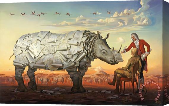 Vladimir Kush Genealogy of The White Rhino Stretched Canvas Print / Canvas Art