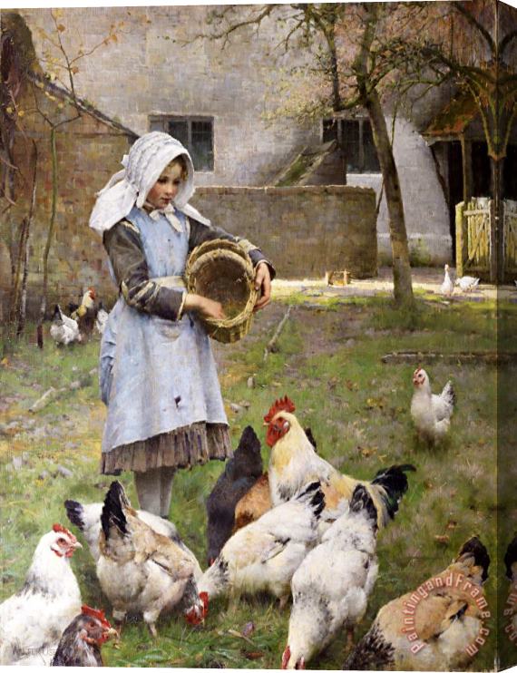 Walter Frederick Osborne Feeding The Chickens Stretched Canvas Painting / Canvas Art