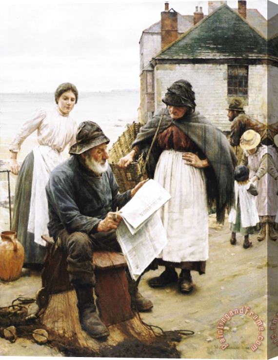 Walter Langley When The Boats Are Away Stretched Canvas Print / Canvas Art