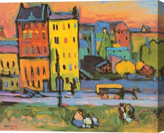 Wassily Kandinsky Houses in Munich 1908 Stretched Canvas Painting / Canvas Art