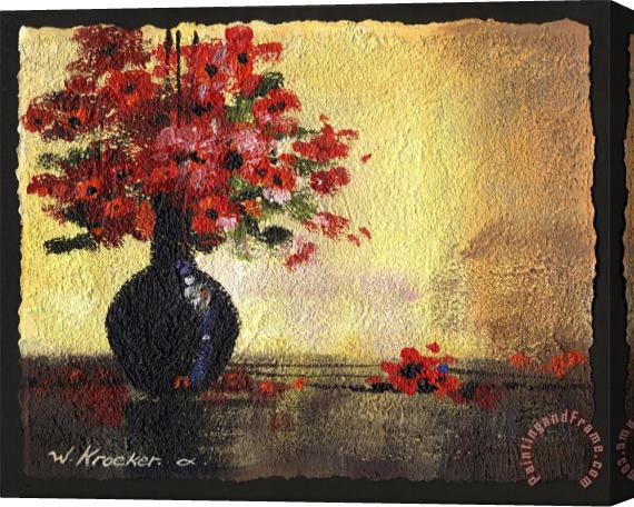 Wendy Kroeker Black Vase with Red Flowers Stretched Canvas Painting / Canvas Art