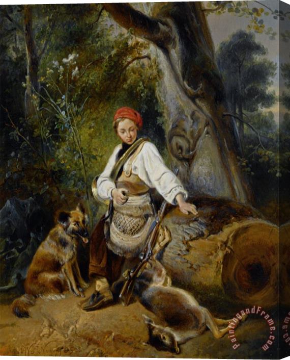 Wijnandus Johannes Josephus Nuyen A Hunter at Rest in The Woods Stretched Canvas Painting / Canvas Art