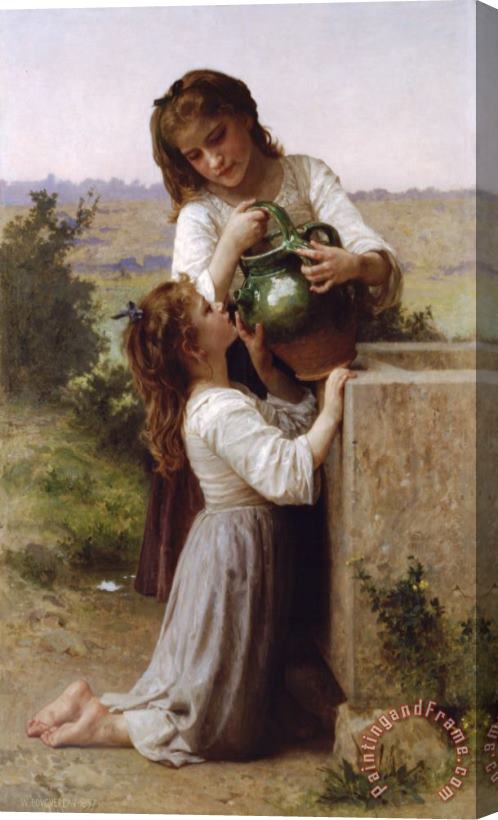 William Adolphe Bouguereau At The Fountain (1897) Stretched Canvas Painting / Canvas Art
