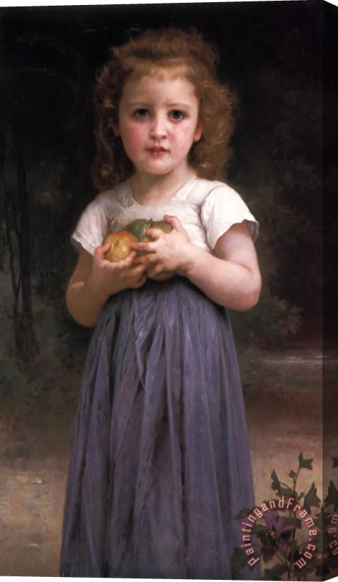 William Adolphe Bouguereau Little Girl Holding Apples in Her Hands Stretched Canvas Print / Canvas Art