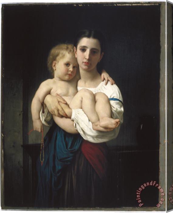 William Adolphe Bouguereau The Elder Sister, Reduction Stretched Canvas Painting / Canvas Art