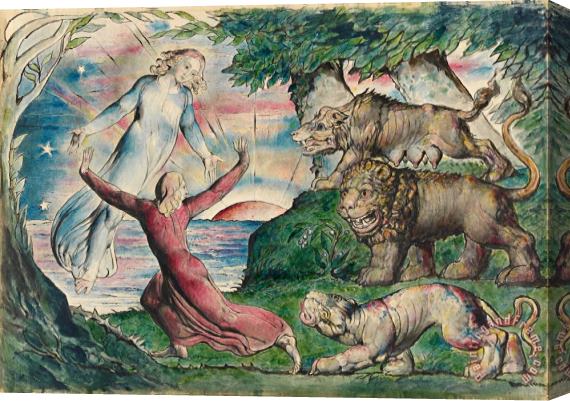 William Blake Dante Running From The Three Beasts Stretched Canvas Painting / Canvas Art