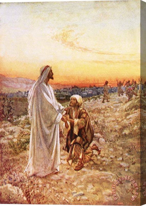 William Brassey Hole Jesus withe the one leper Who Returned to Give Thanks Stretched Canvas Painting / Canvas Art