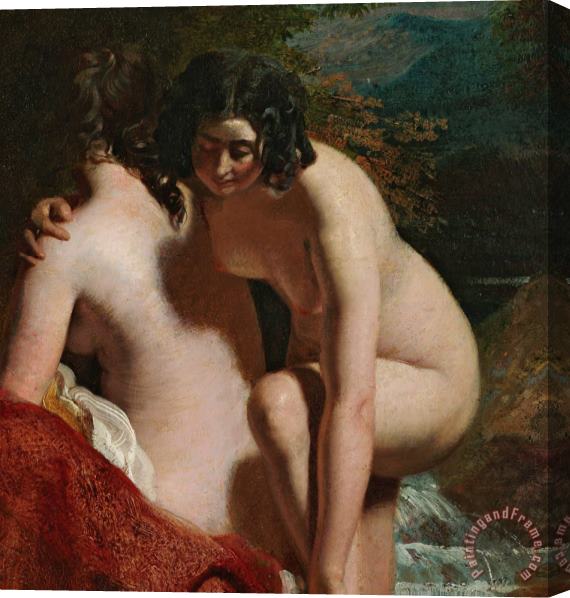 William Etty Two Girls Bathing Stretched Canvas Print / Canvas Art