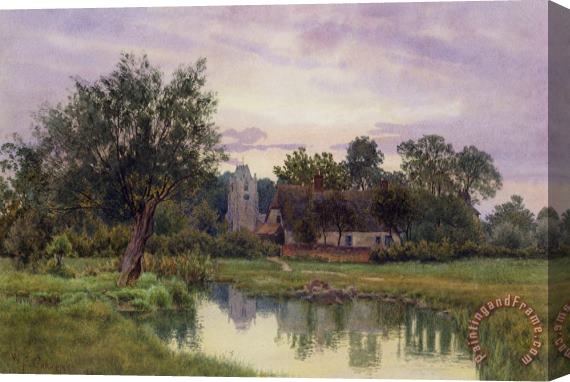 William Fraser Garden Evening at Hemingford Grey Church in Huntingdonshire Stretched Canvas Painting / Canvas Art
