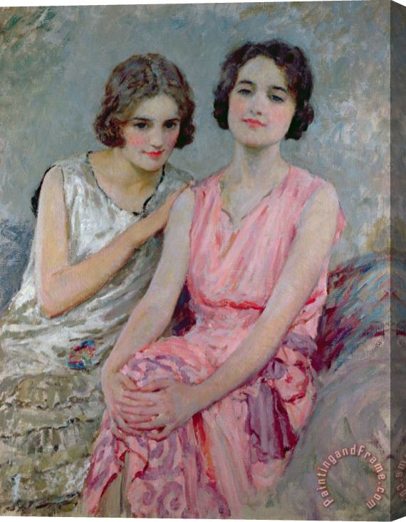 William Henry Margetson Two Young Women Seated Stretched Canvas Print / Canvas Art