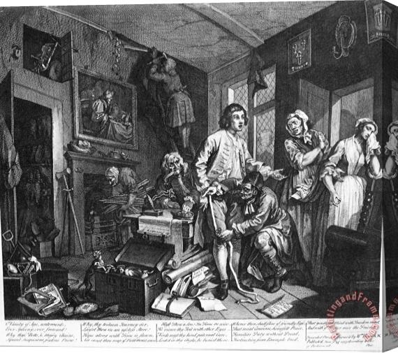 William Hogarth A Rake's Progress, Plate 1, The Young Heir Takes Possession of The Miser's Effects Stretched Canvas Painting / Canvas Art