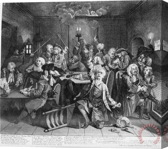 William Hogarth A Rake's Progress, Plate 6, Scene in a Gaming House Stretched Canvas Print / Canvas Art