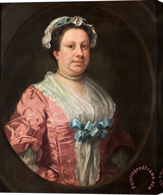 William Hogarth Portrait of The Artist's Sister, Anne Hogarth (1701 1771) Or, Lady in Rose Taffeta Stretched Canvas Painting / Canvas Art