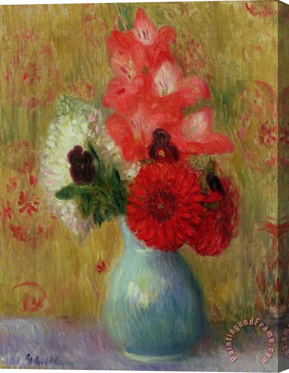 William James Glackens Floral Arrangement in Green Vase Stretched Canvas Print / Canvas Art