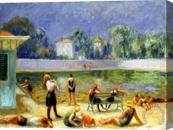 William James Glackens Outdoor Swimming Pool Stretched Canvas Painting / Canvas Art