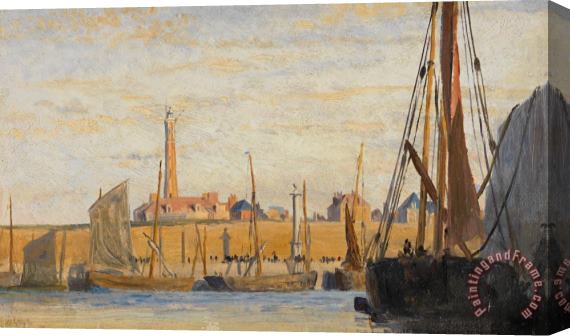 William Lionel Wyllie A Continental Harbor Stretched Canvas Print / Canvas Art