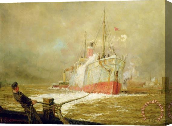 William Lionel Wyllie Docking a Cargo Ship Stretched Canvas Print / Canvas Art