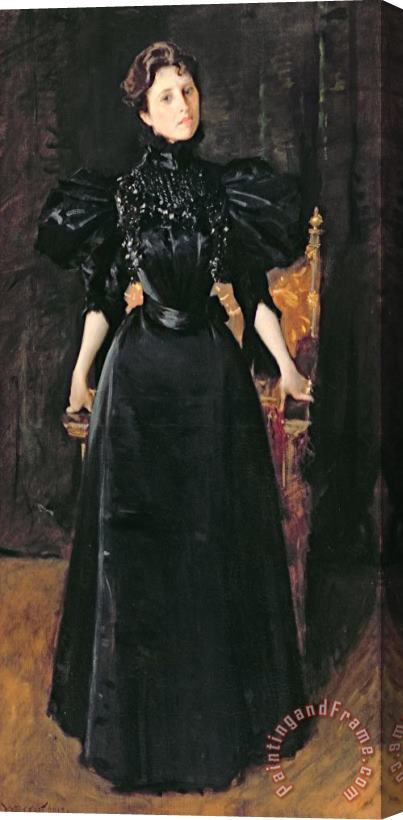 William Merritt Chase Portrait of a Lady in Black Stretched Canvas Painting / Canvas Art