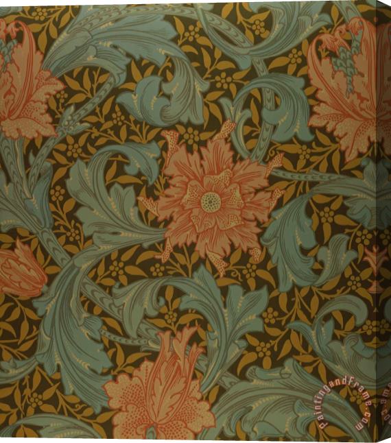 William Morris 'Single Stem' wallpaper design Stretched Canvas Print / Canvas Art