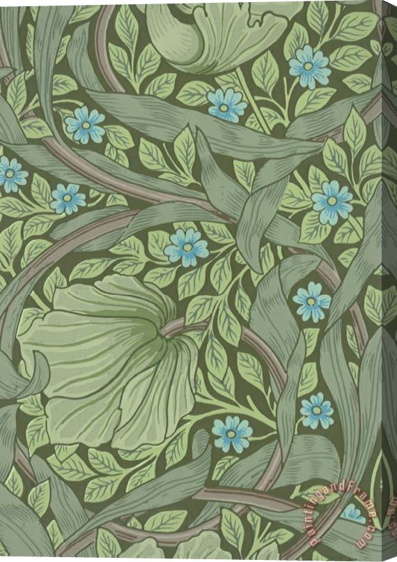 William Morris Wallpaper Sample with Forget Me Nots Stretched Canvas Print / Canvas Art