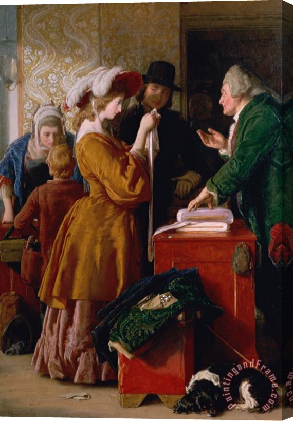 William Mulready Choosing the Wedding Gown from chapter 1 of 'The Vicar of Wakefield' Stretched Canvas Print / Canvas Art