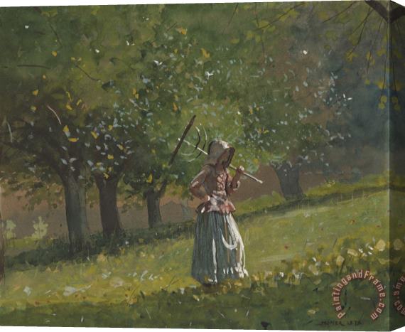 Winslow Homer Girl with Hay Rake Stretched Canvas Painting / Canvas Art