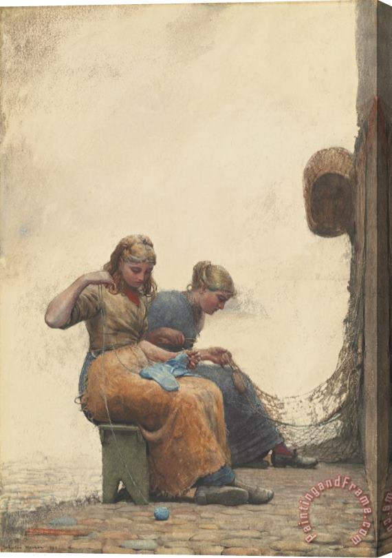 Winslow Homer Mending The Nets Stretched Canvas Print / Canvas Art