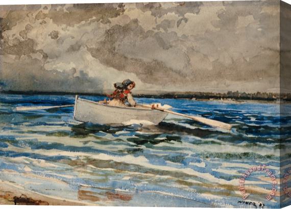 Winslow Homer Rowing at Prouts Neck Stretched Canvas Painting / Canvas Art