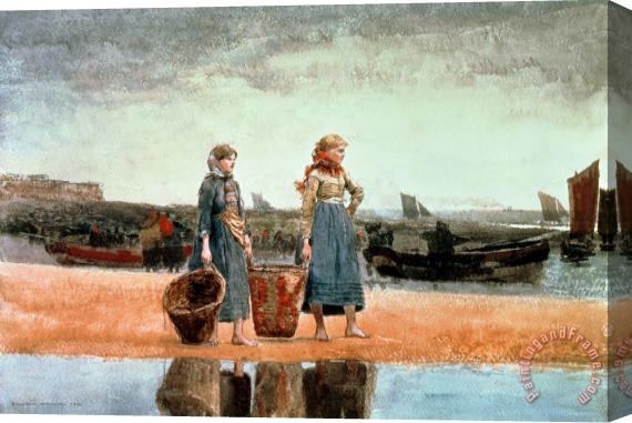 Winslow Homer Two Girls on the Beach Stretched Canvas Painting / Canvas Art